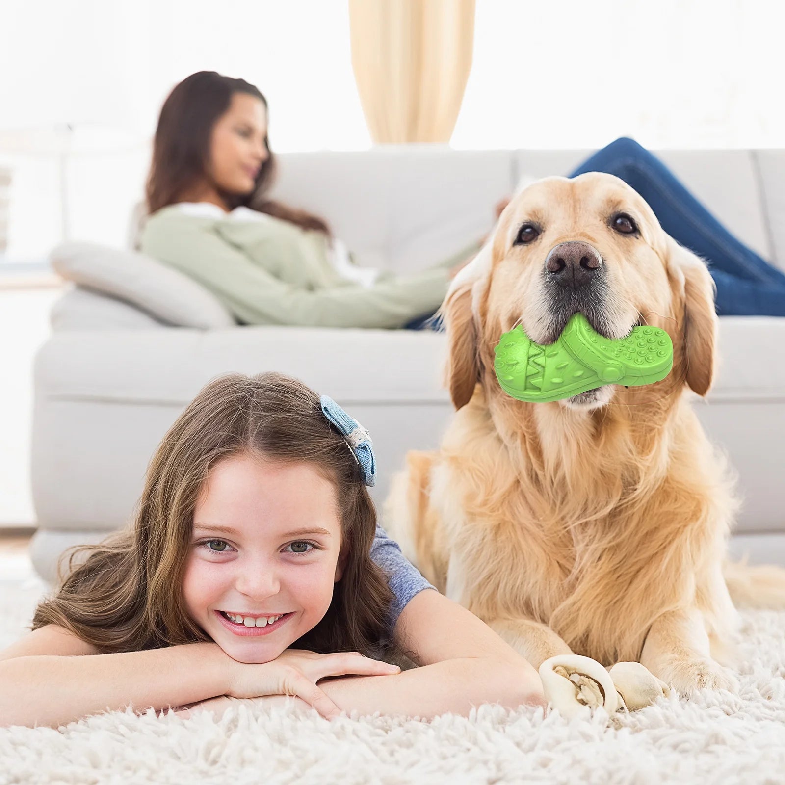 Squeaky Dog Chew Toy - Durable Shoe-Shaped Toy for Aggressive Chewers with Teeth Cleaning Benefits
