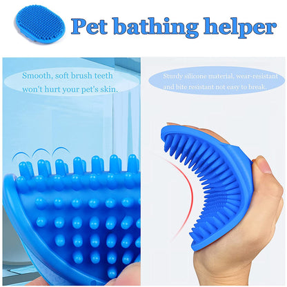Self-Cleaning Slicker Brush and Bath Brush Set for Cats and Dogs - Grooming Tool for Shedding and Removing Loose Matted Fur