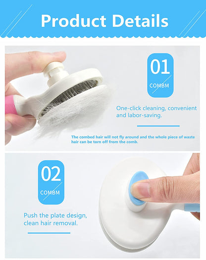Self-Cleaning Slicker Brush and Bath Brush Set for Cats and Dogs - Grooming Tool for Shedding and Removing Loose Matted Fur