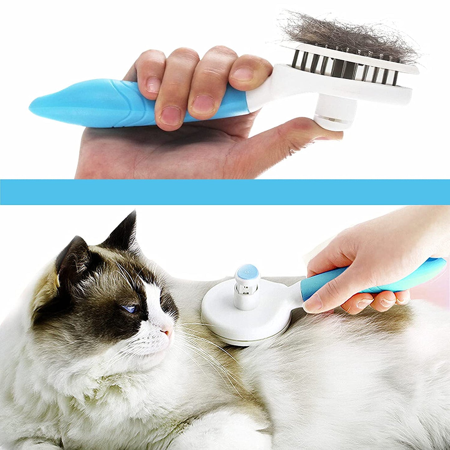Self-Cleaning Slicker Brush and Bath Brush Set for Cats and Dogs - Grooming Tool for Shedding and Removing Loose Matted Fur