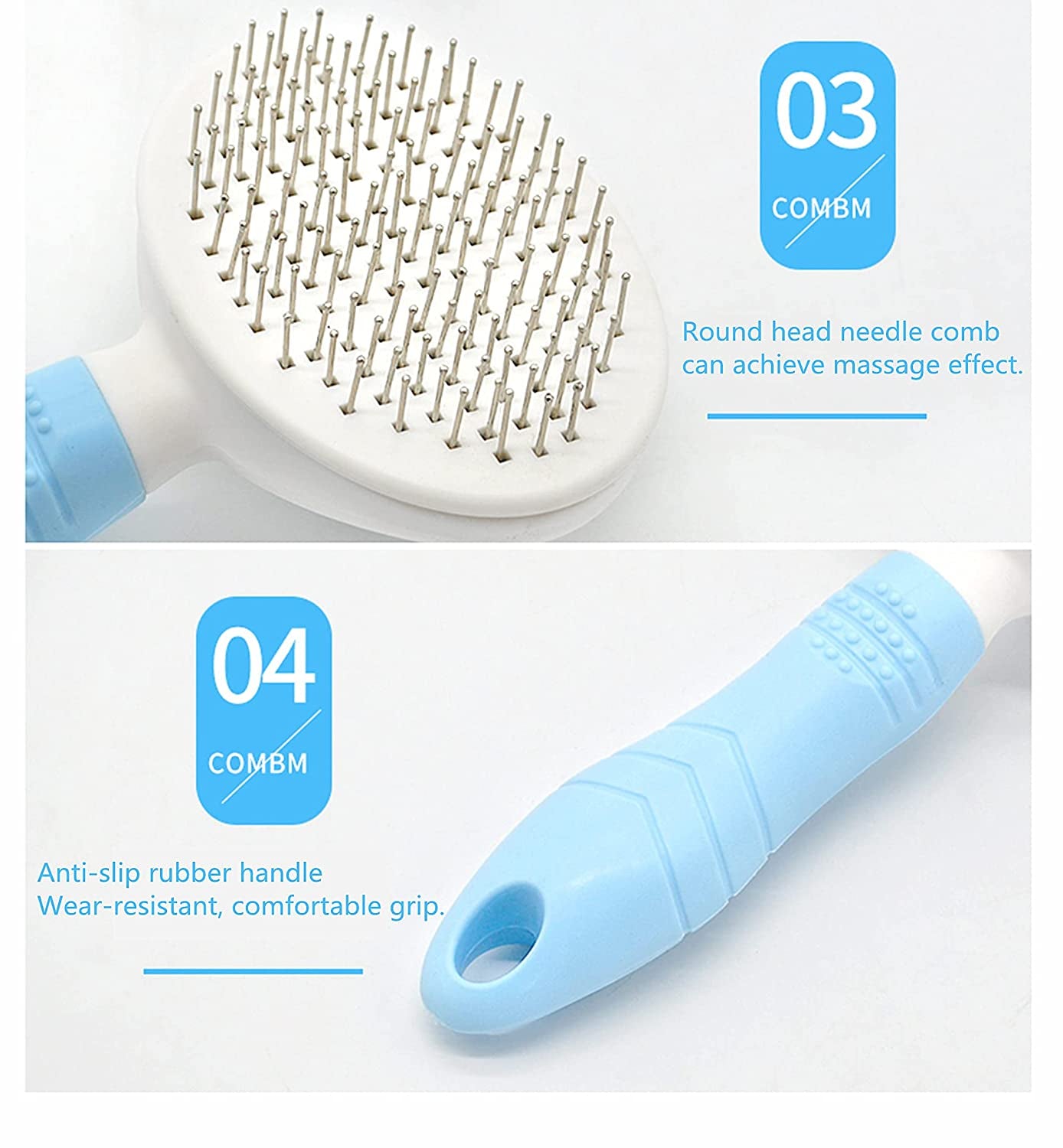 Self-Cleaning Slicker Brush and Bath Brush Set for Cats and Dogs - Grooming Tool for Shedding and Removing Loose Matted Fur