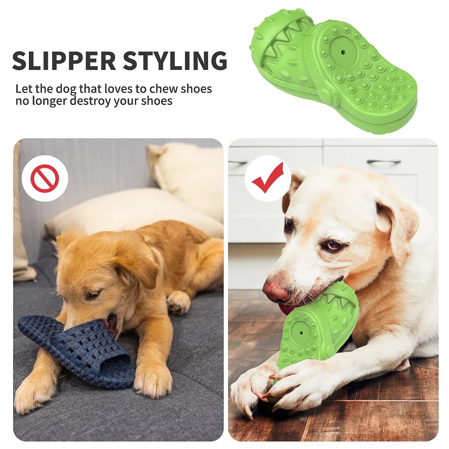 Squeaky Dog Chew Toy - Durable Shoe-Shaped Toy for Aggressive Chewers with Teeth Cleaning Benefits