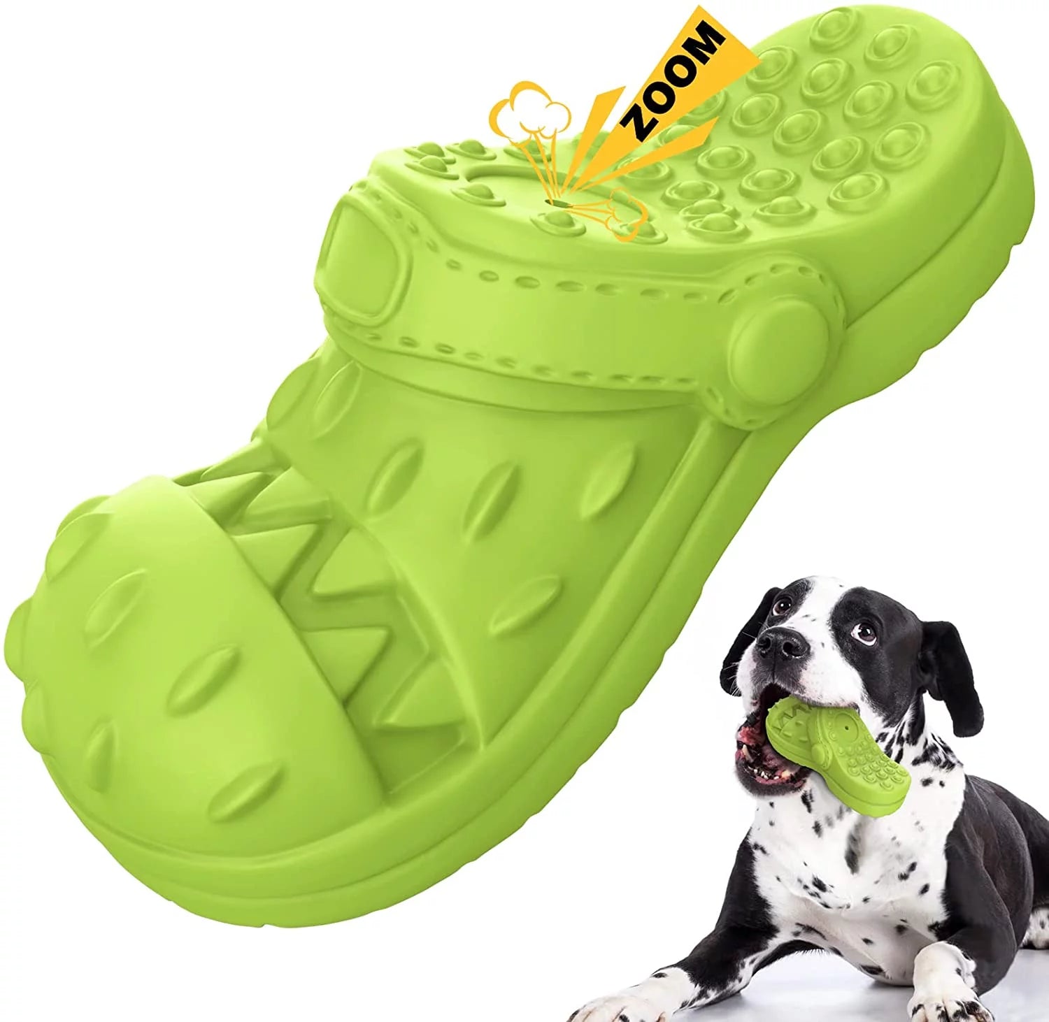 Squeaky Dog Chew Toy - Durable Shoe-Shaped Toy for Aggressive Chewers with Teeth Cleaning Benefits